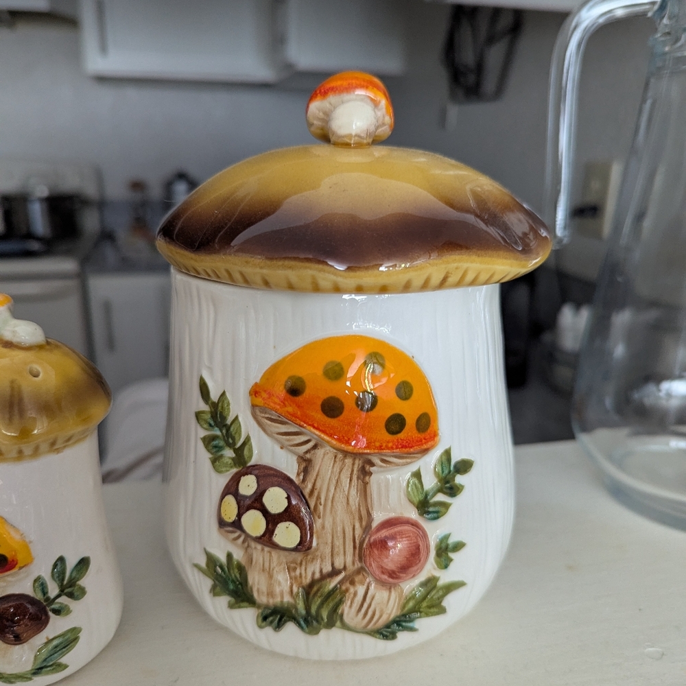Whimsical Orange and Brown Ceramic Mushroom Art